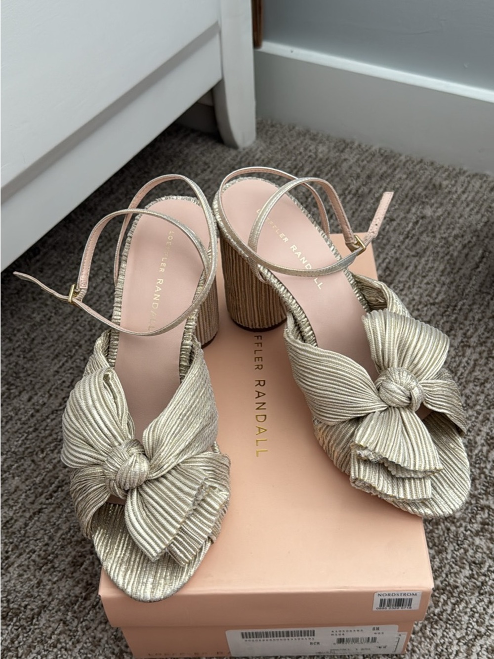 Loeffler Randall Carmella Gold Knot Block Heel Sandals